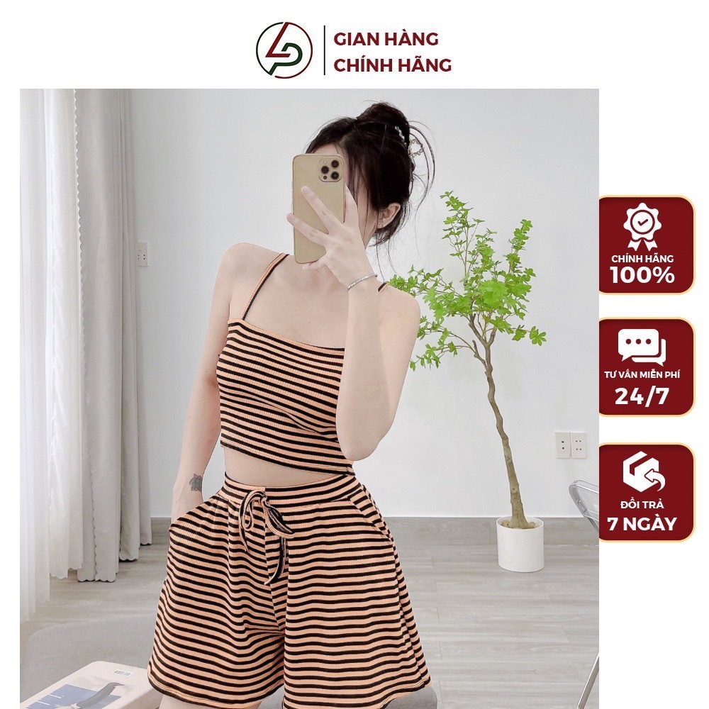 Bộ Đùi Mặc ở Nhà,Áo 2 Dây Quần Có Túi- LP