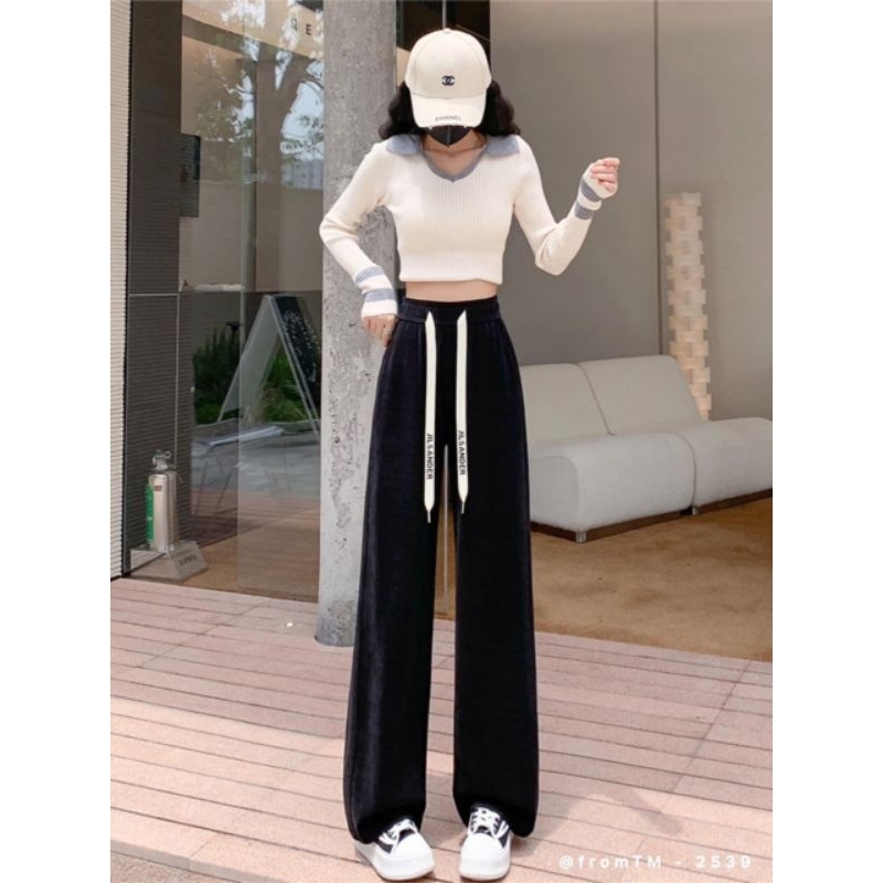 Quần nỉ tăm suông dây chữ hàng QC