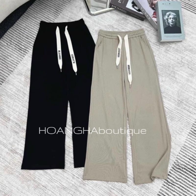 Quần nỉ tăm suông dây chữ hàng QC