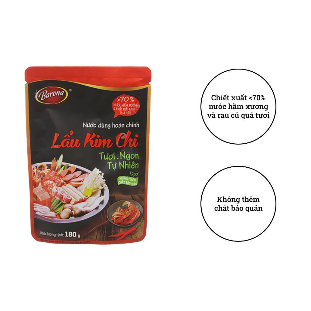 Nước dùng hoàn chỉnh lẩu kimchi Barona gói 180g [HN giao hàng hỏa tốc] - Ảnh 2