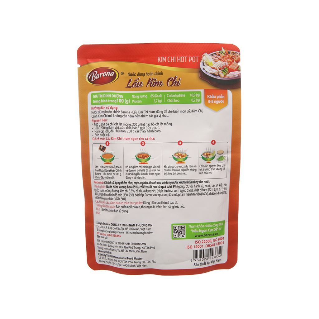 Nước dùng hoàn chỉnh lẩu kimchi Barona gói 180g [HN giao hàng hỏa tốc] - Ảnh 5