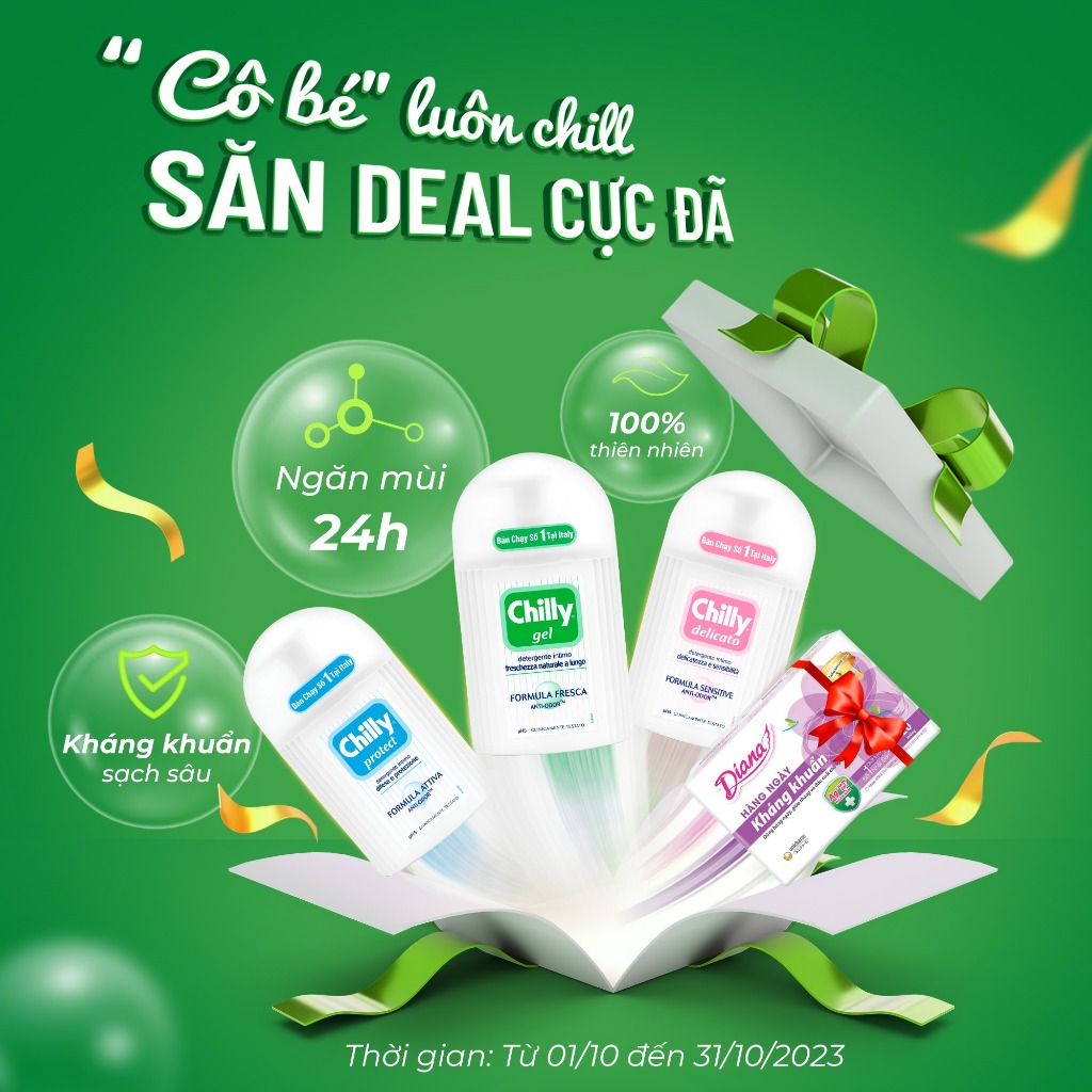 Combo 2 Dung dịch vệ sinh phụ nữ Chilly Gel + Protect chiết xuất bạc hà ngừa vi khuẩn, chai 200ml x 2