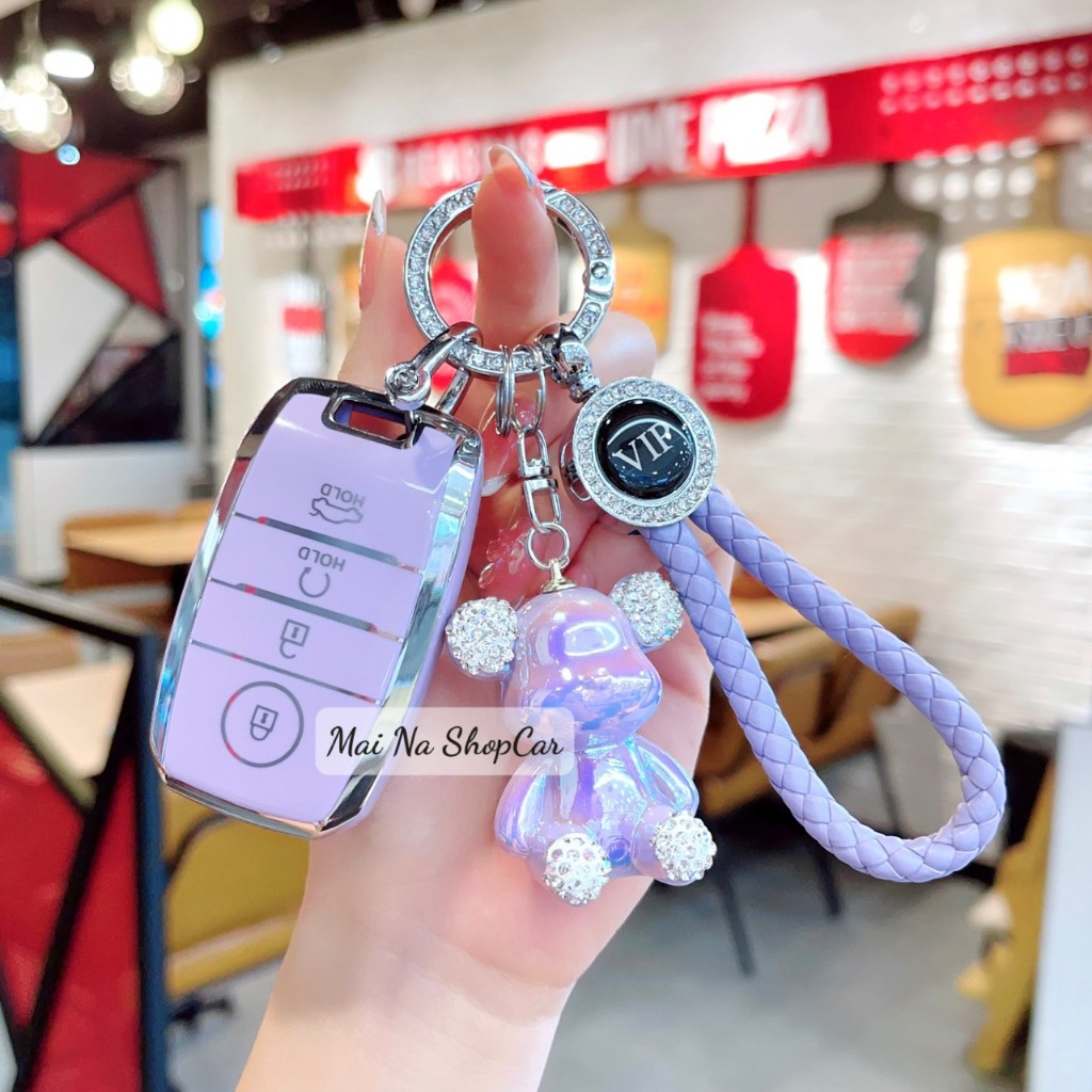 ỐP CHÌA KHOÁ Kia SONET - SELTOS 4 nút - Bảo vệ chìa khóa - Viền Bạc Cao Cấp