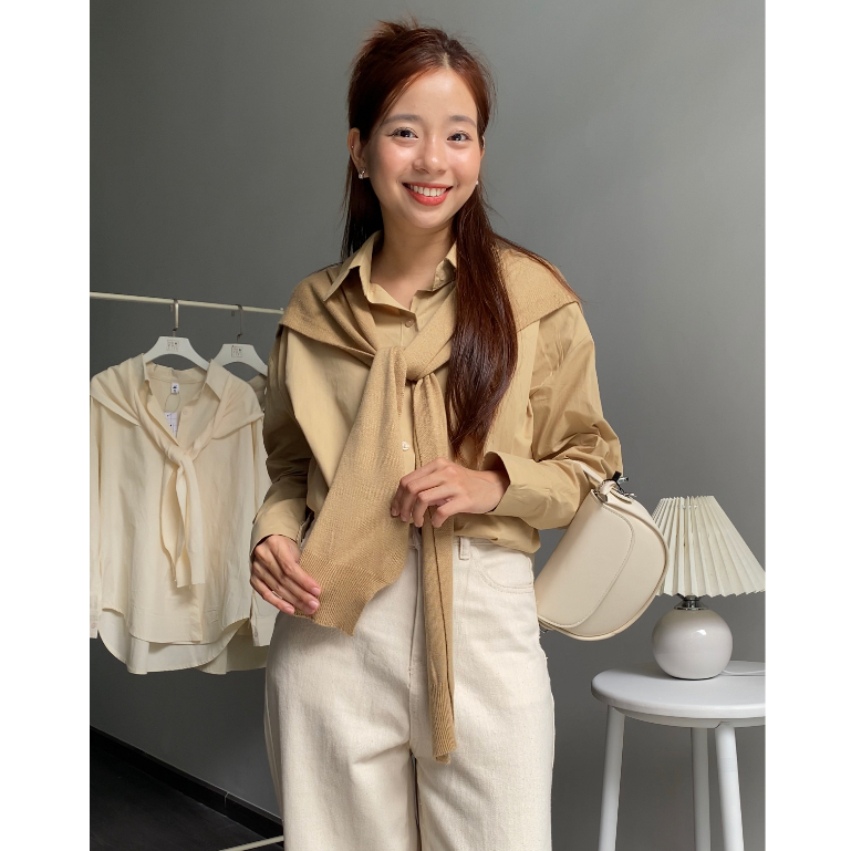 Áo sơ mi kèm khăn choàng thuỷ thủ vintage mùa thu - Nhakholiti - AV890