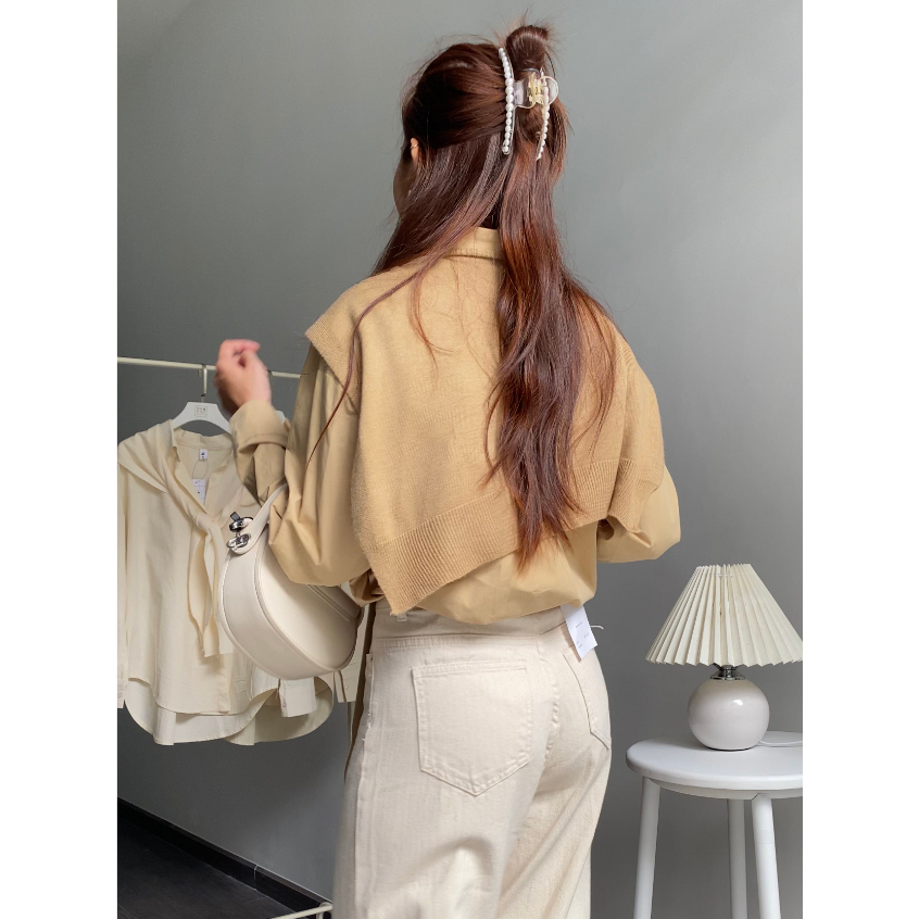 Áo sơ mi kèm khăn choàng thuỷ thủ vintage mùa thu - Nhakholiti - AV890