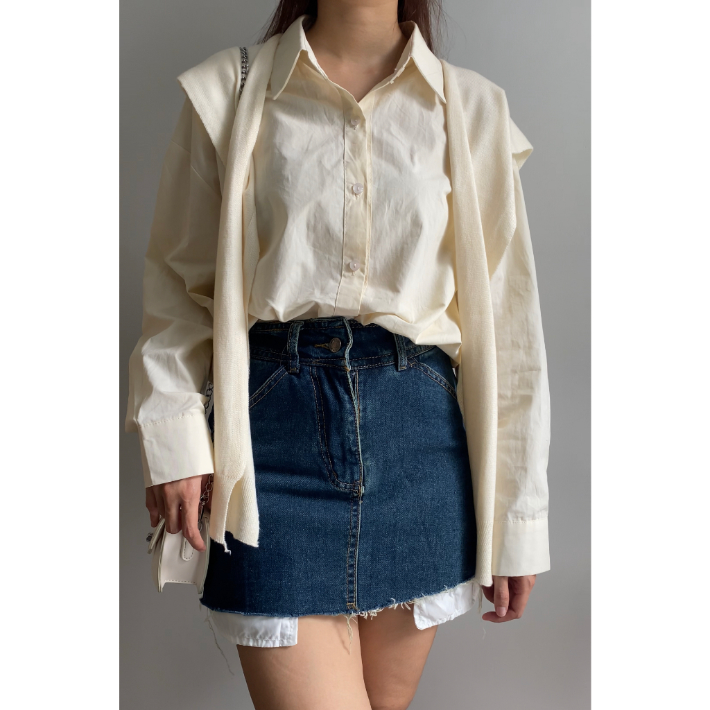 Áo sơ mi kèm khăn choàng thuỷ thủ vintage mùa thu - Nhakholiti - AV890