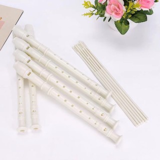 Sáo recorder 8 lỗ, 6 lỗ Nhựa ABS Sáo dọc màu trắng cho học sinh cấp lớp 3 4 5 6 an toàn khi dùng (Có Túi +Que Vệ Sinh)