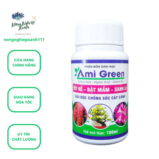 Phân bón sinh học Ami Green 100ml Chuyên giải độc cho phong lan, cây cảnh, tốt rễ - bật mầm, chống sốc ,xanh lá