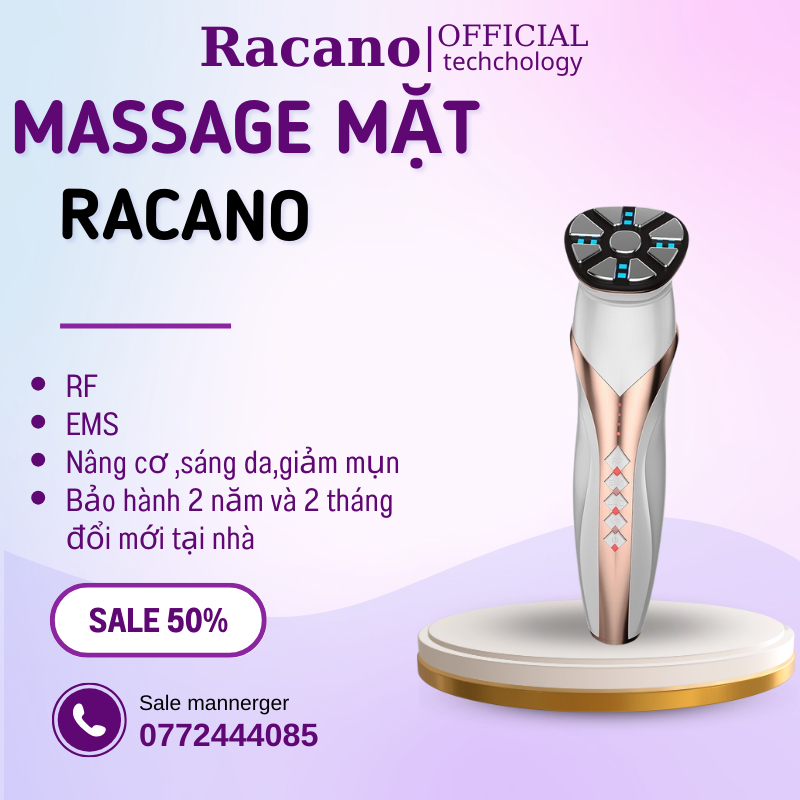 Máy massage mặt nâng cơ mặt bằng RF đẩy tinh chất trắng da thon gọn khuôn mặt mờ nám giảm nhăn