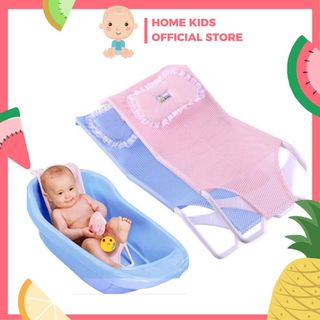 Giường tắm lưới kèm gối cho bé, ghế tắm lưới khung nhựa cứng