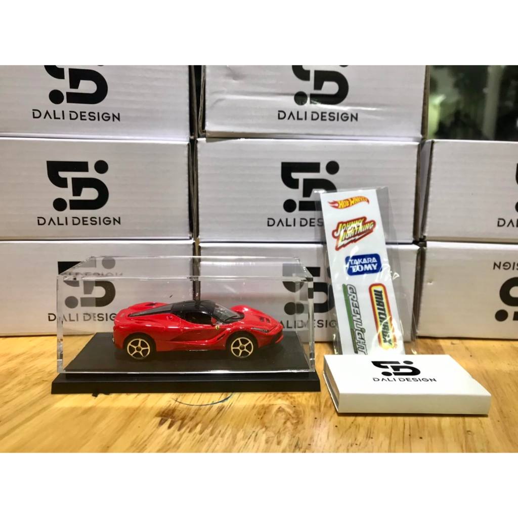 Tanoshii Shop - Hộp mica nguyên khối trưng bày xe 1:64 - 1:50 có móc cố định xe, tặng kèm decal - Dali Design