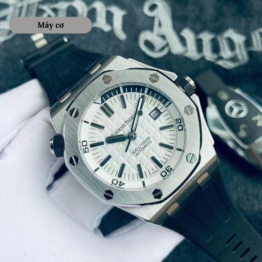 Đồng hồ cơ nam Audemars Piguet Offshore Watch 15410 mặt kính Mineral chống xước, chống nước, dây cao su đeo tay cao cấp