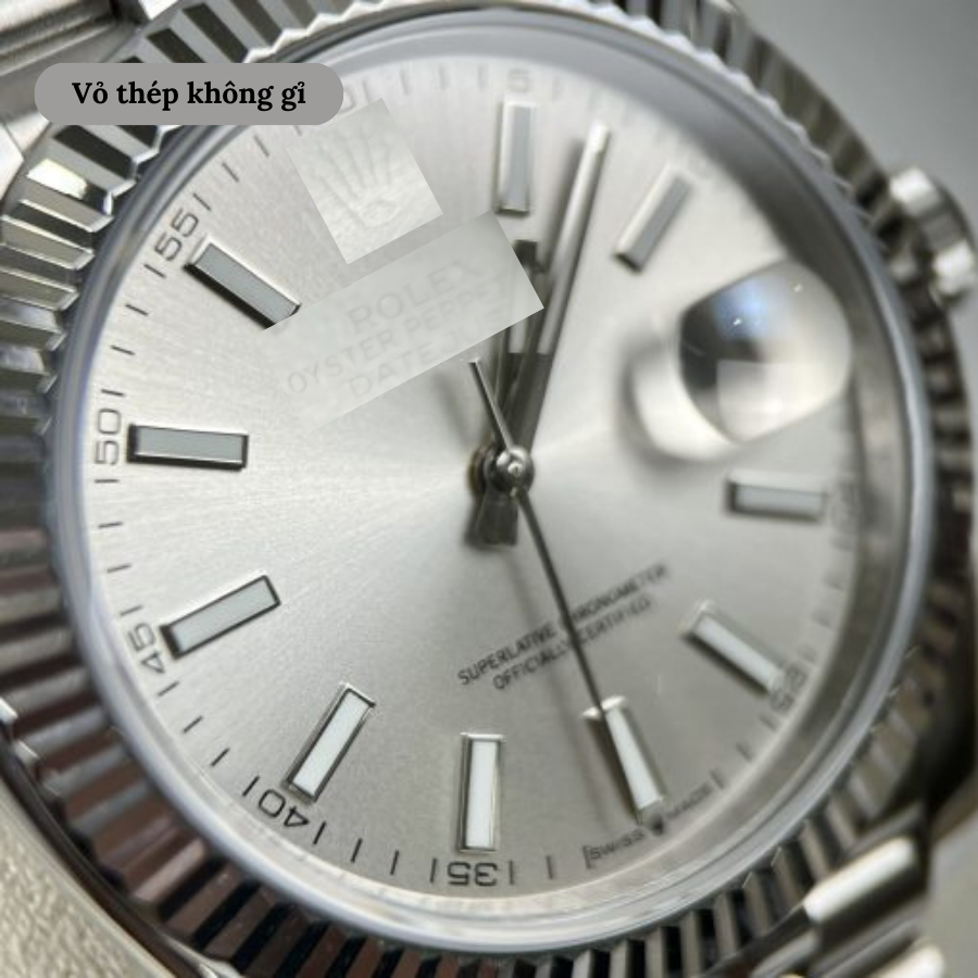 Đồng hồ cơ nam RLX Oyster Perpetual Datejust 126334 mặt kính Mineral, chống nước 5 ATM, dây thép đeo tay cao cấp