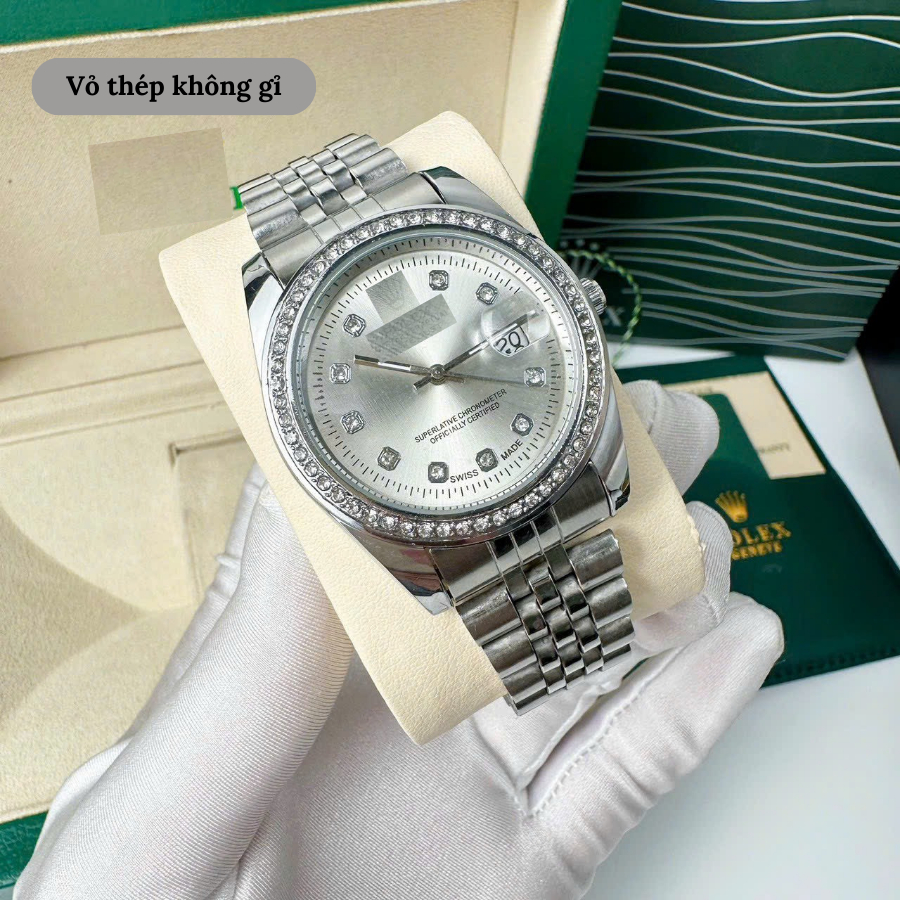 Đồng hồ nam RLX Date Just Jubilee Bracelet 126284 mặt kính Mineral, chống nước 3 ATM, dây thép đeo tay cao cấp