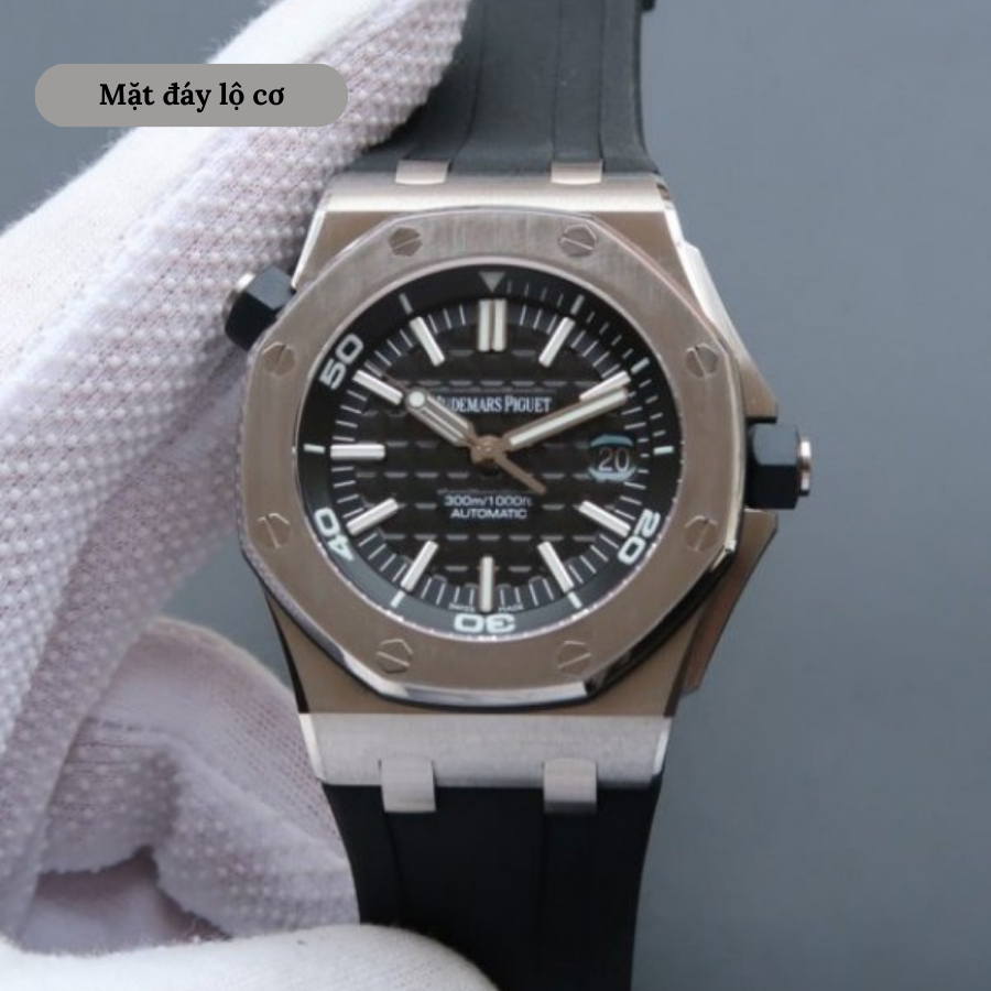 Đồng hồ cơ nam Audemars Piguet Offshore Watch 15410 mặt kính Mineral chống xước, chống nước, dây cao su đeo tay cao cấp