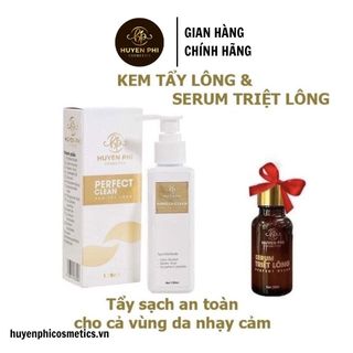 KEM TẨY LÔNG PERFECT CLEAN và SERUM TRIỆT LÔNG VĨNH VIỄN Triệt Tẩy lông tay, chân, nách bikini( CHÍNH HÃNG HUYỀN PHI )