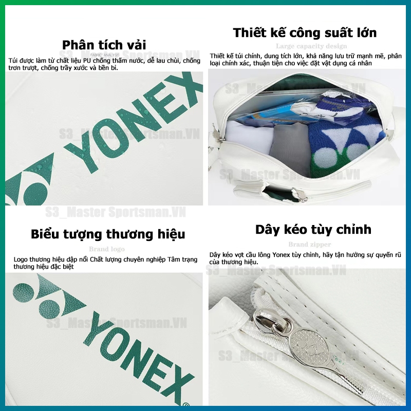 🏸Balo cầu lông chống nước YONEX_219/229 Badminton Bag 38*303*CMtúi đeo chéo, da bề mặt, có ngăn đựng giày riêng