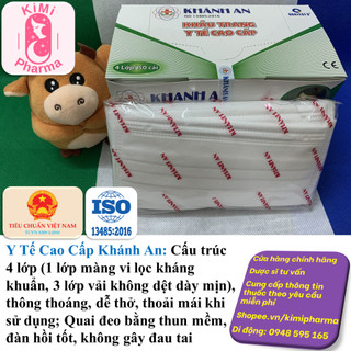 Khẩu trang y tế Khánh An 4 lớp kháng khuẩn - Hộp 50 cái