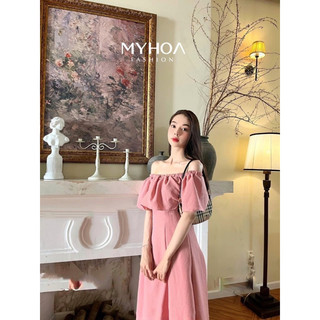MYHOA| Váy Trễ Vai Nữ Dáng Dài Thiết Kế Cao Cấp