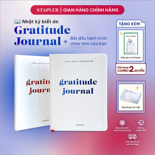 Sổ nhật ký biết ơn stapler ''gratitude journal" bìa da cao cấp nâng cao tần số, thực hành biết ơn