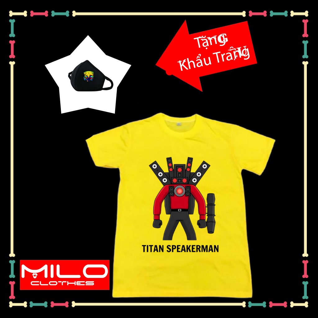 Combo áo thun + khẩu trang, Titan Speakerman Skibidi Toilet, áo phông rộng thoải mái