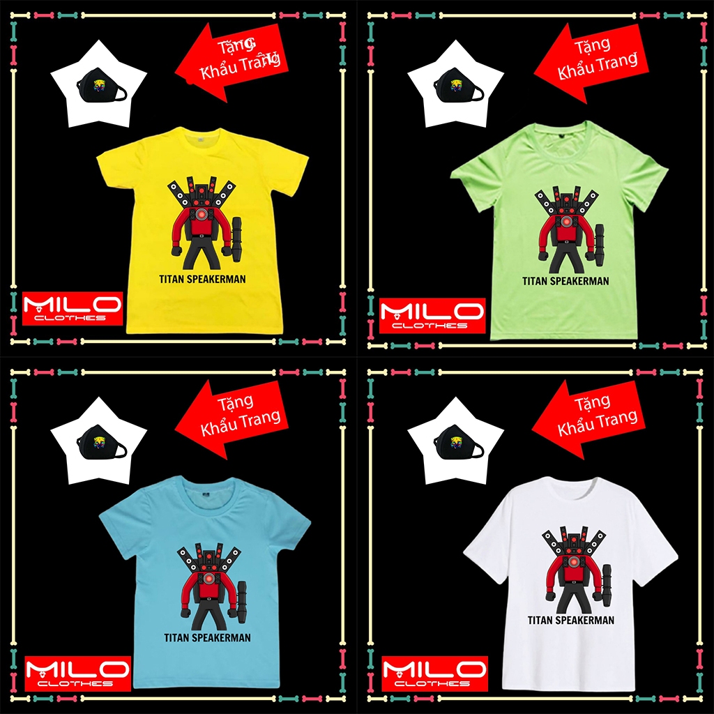 Combo áo thun + khẩu trang, Titan Speakerman Skibidi Toilet, áo phông rộng thoải mái