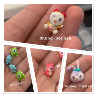 Charm hoạt hình bạc 925 Doraemi, quái vật xanh, gấu Lotsu hồng và thỏ tím