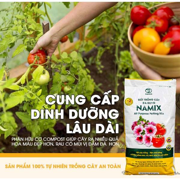 Đất trồng cây đa dụng Namix bao 40dm3 khoảng 28kg chuyên trồng Rau, củ, quả