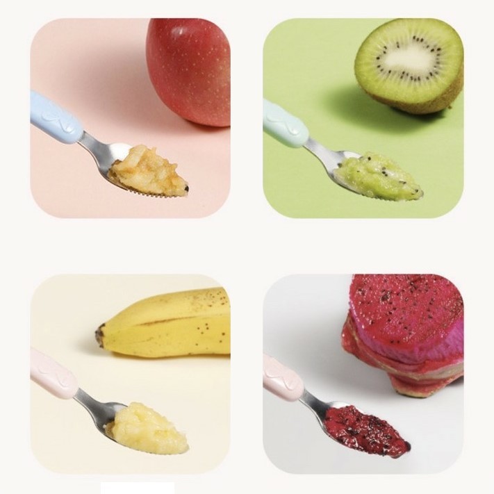 Thìa Nạo Trái Cây Ăn Dặm Cho Bé Silicon & Inox