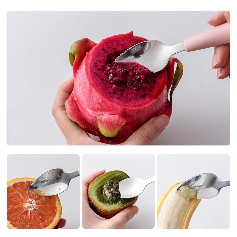 Thìa Nạo Trái Cây Ăn Dặm Cho Bé Silicon & Inox