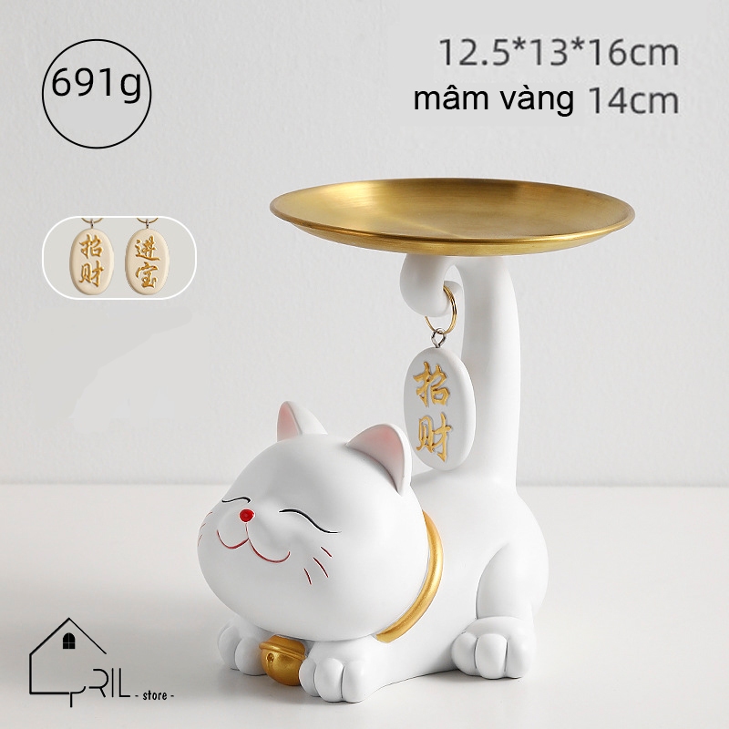 Tượng Gấu bê khay decor đựng chìa khóa trang trí nhà cửa quà tặng sinh nhật