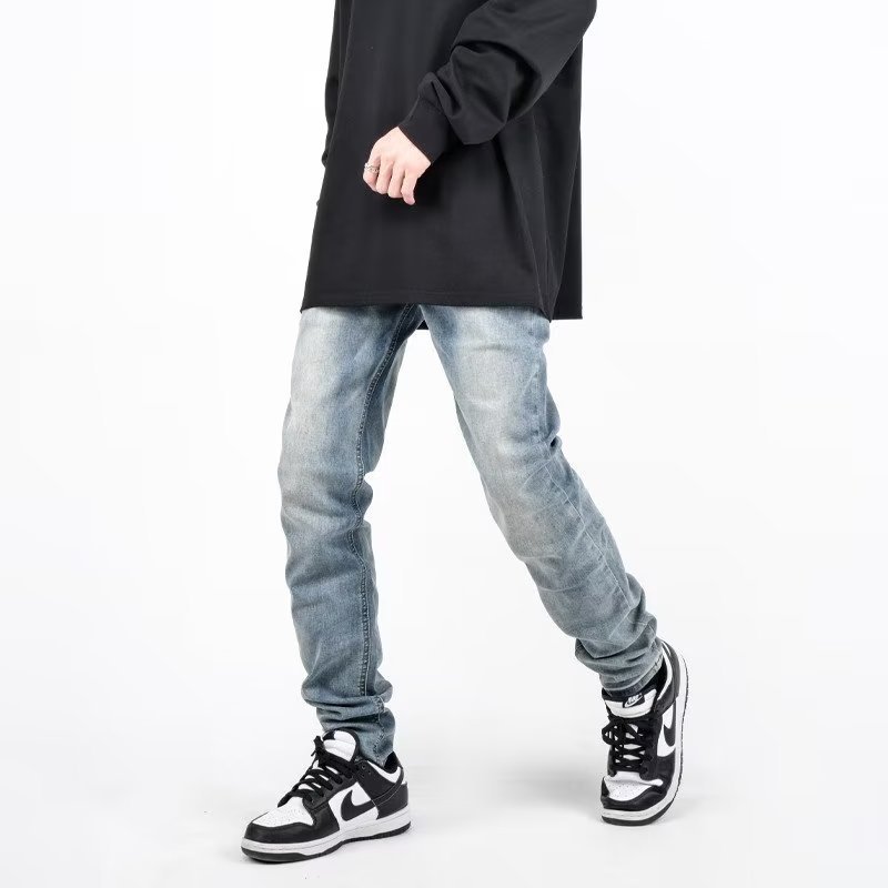 Quần Skinny Jeans Nam Streetwear Màu Xanh Trơn Wash Bạc NZ20 - Local Brand Chính Hãng