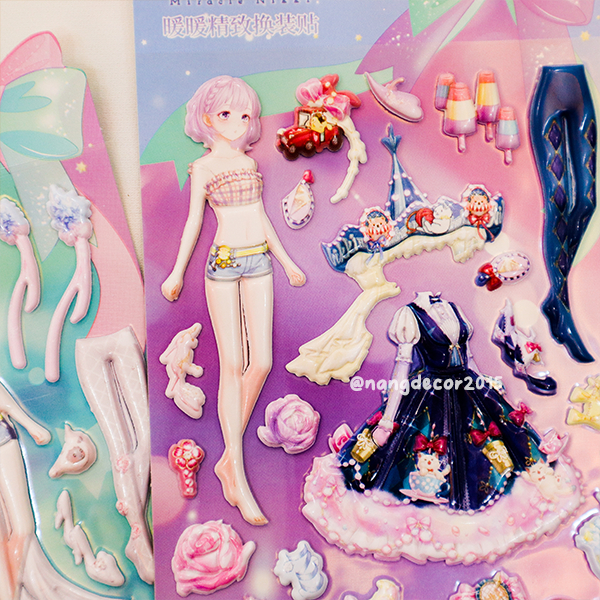 Hình dán sticker nổi 3D | Búp Bê 04 |  hoạt hình dễ thương chống nước cho bé trai, bé gái | Nắng Decor