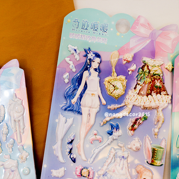 Hình dán sticker nổi 3D | Búp Bê 04 |  hoạt hình dễ thương chống nước cho bé trai, bé gái | Nắng Decor