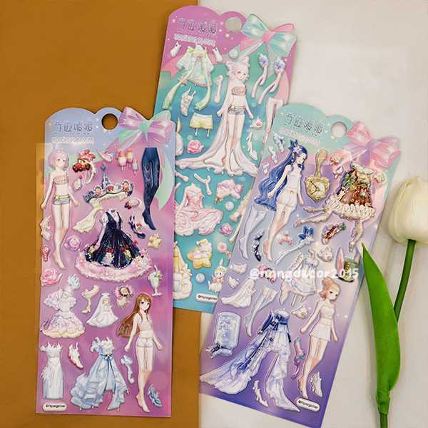 Hình dán sticker nổi 3D | Búp Bê 04 |  hoạt hình dễ thương chống nước cho bé trai, bé gái | Nắng Decor