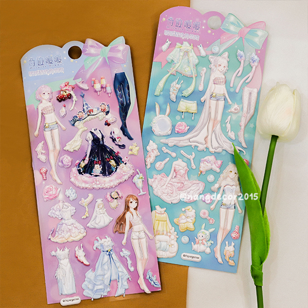 Hình dán sticker nổi 3D | Búp Bê 04 |  hoạt hình dễ thương chống nước cho bé trai, bé gái | Nắng Decor