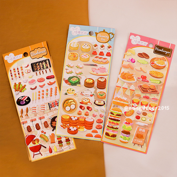 Hình dán sticker nổi 3D | Món ăn, Thức uống 03 | hoạt hình dễ thương chống nước cho bé trai, bé gái | Nắng Decor