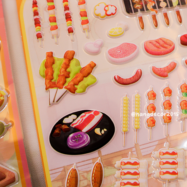 Hình dán sticker nổi 3D | Món ăn, Thức uống 03 | hoạt hình dễ thương chống nước cho bé trai, bé gái | Nắng Decor