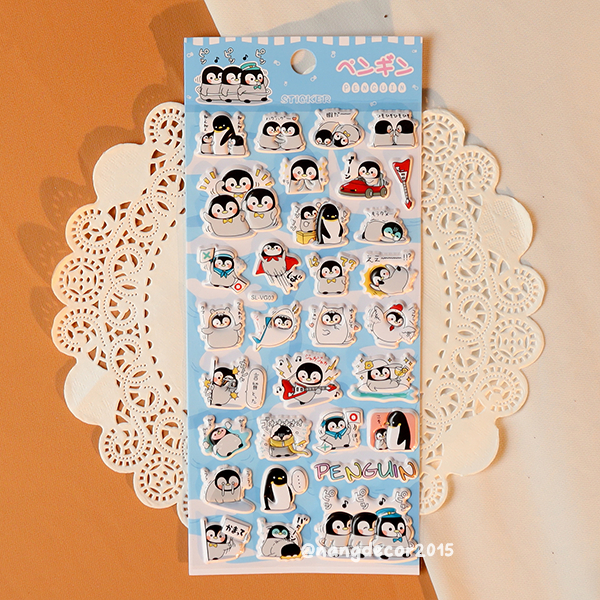 Hình dán sticker nổi 3D | Động Vật Nhỏ 01 | hoạt hình dễ thương chống nước cho bé trai, bé gái | Nắng Decor