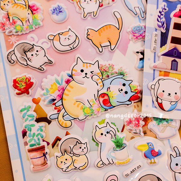 Hình dán sticker nổi 3D | Động Vật Nhỏ 02 | hoạt hình dễ thương chống nước cho bé trai, bé gái | Nắng Decor