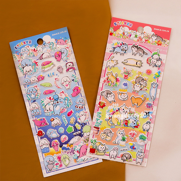 Hình dán sticker nổi 3D | Động Vật Nhỏ 02 | hoạt hình dễ thương chống nước cho bé trai, bé gái | Nắng Decor