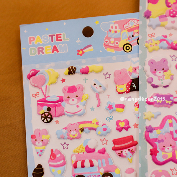 Hình dán sticker nổi 3D | Kẹo Ngọt |  hoạt hình dễ thương chống nước cho bé trai, bé gái | Nắng Decor