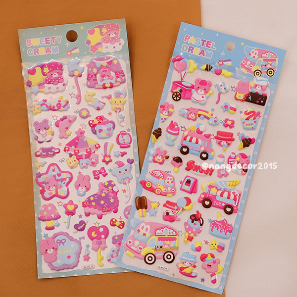 Hình dán sticker nổi 3D | Kẹo Ngọt |  hoạt hình dễ thương chống nước cho bé trai, bé gái | Nắng Decor