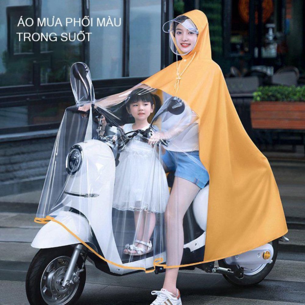 Áo Mưa Trong Suốt Cho Mẹ Và Bé, Áo Mưa Đi Xe Máy Cao Cấp - didoolt