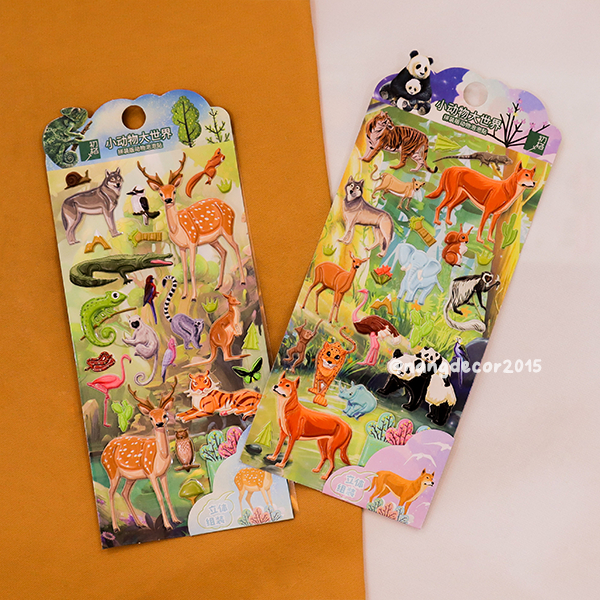 Hình dán sticker nổi 3D | Sở Thú |  hoạt hình dễ thương chống nước cho bé trai, bé gái | Nắng Decor