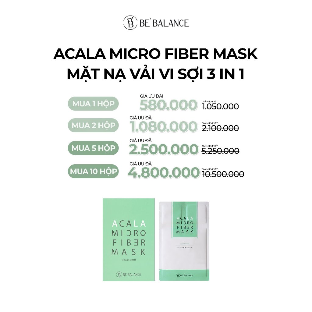 Mặt nạ ACALA Micro Fiber Mask Be'Balance 3in1 (1 hộp/10 miếng)