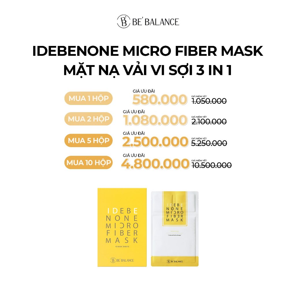 Mặt nạ IDEBENONE Micro Fiber Mask Be'Balance 3in1 (1 hộp/10 miếng)