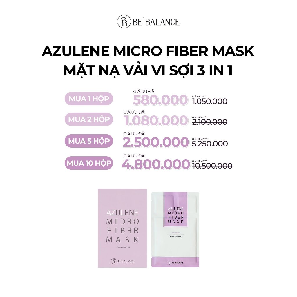 Mặt nạ AZULENE Micro Fiber Mask Be'Balance 3in1 (1 hộp/10miếng)