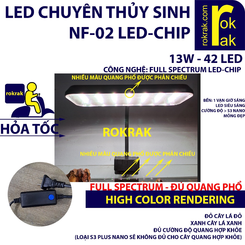 Đèn Led kẹp NF-02  NF02 | NF01  RIVERSIDE Công Nghệ LED-CHIP FULL SPECTRUM chuyên cho hồ thủy sinh 20-40cm