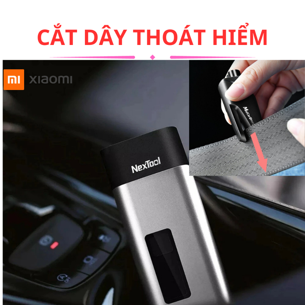 Máy thổi nồng độ cồn Xiaomi , Máy đo nồng độ cồn Xiaomi 4 trong 1 kiêm sạc dự phòng ,cắt dây thoát hiểm , búa thoát hiểm